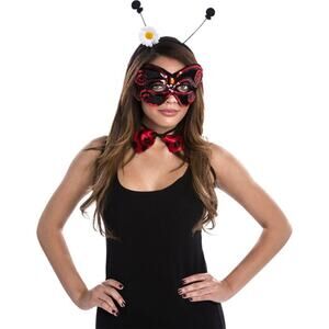 NEW Women's Halloween Lady Bug Costume Kit Wings Mask